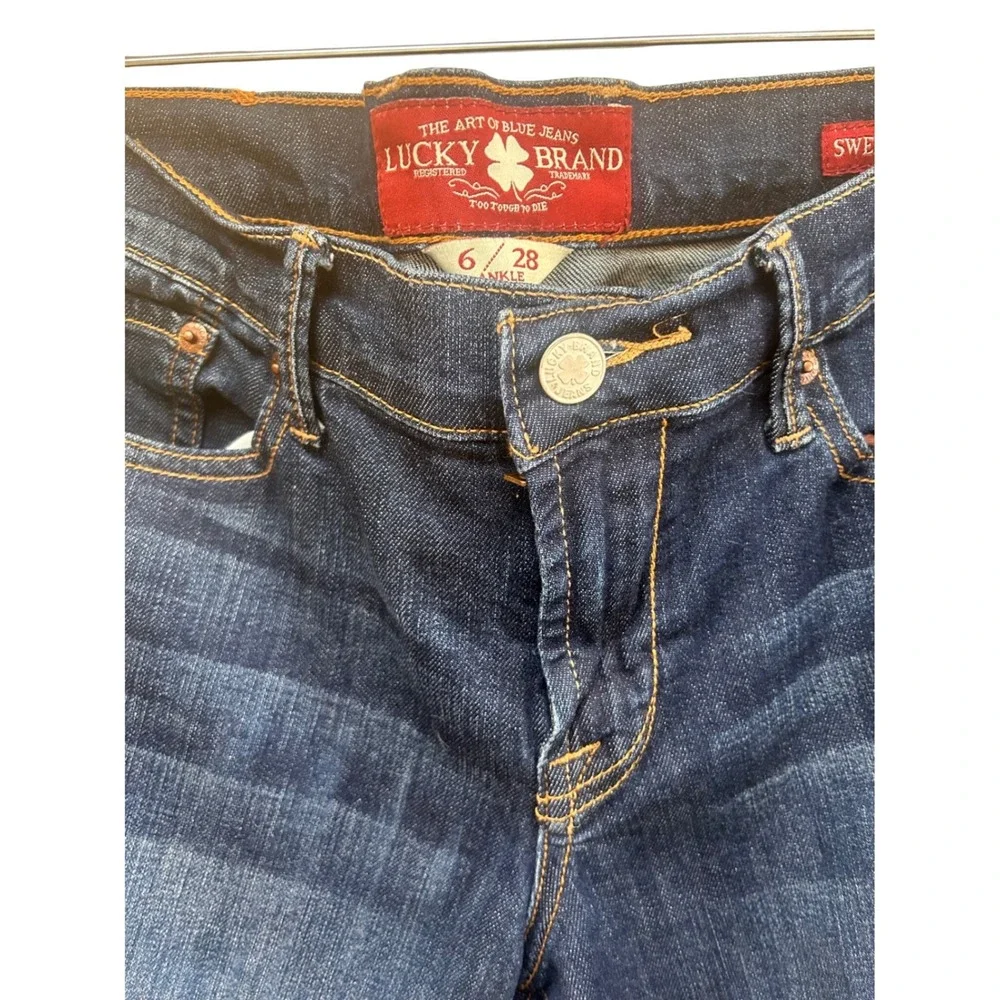 Lucky Brand Sweet N Straight Ankle Jeans‎ Dark Wash Blue Denim 6/28 Mid Rise